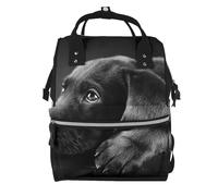 Hnnkloy Arte de un cachorro de labrador negro.Mochila de maternidad de gran capacidad, bolso cambiador, mochila de viaje para actividades al aire libre.