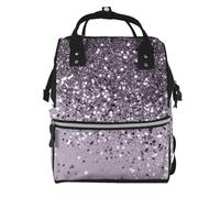 Hnnkloy Arte decorativo brillante con purpurina de una dama lavanda resplandeciente.Mochila de maternidad de gran capacidad, bolso cambiador, mochila de viaje para actividades al aire libre.