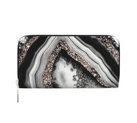 Hnnkloy Arte Decorativo con Gemas glamurosas de ágata y Oro Rosa Brillante,Carteras de Cuero PU de Gran Capacidad para Hombres y Mujeres.