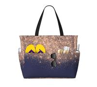 Hnnkloy Artista de maquillaje con purpurina rosa azul marino y cobre,Bolso de playa de gran capacidad, bolso de hombro de viaje para mujer, bolso de mano impermeable.