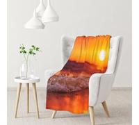 Hnnkloy Atardecer con Olas del mar Impreso,Manta Suave para sofá Cama, cálida, antipilling, de Franela Afelpada, 76 x 102 cm.