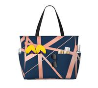 Hnnkloy Azul marino y cobre de lujo,Bolso de playa de gran capacidad, bolso de hombro de viaje para mujer, bolso de mano impermeable.