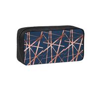 Hnnkloy Azul Marino y Cobre de Lujo,Estuche de lápices de Gran Capacidad, portátil, para bolígrafos, Bolsa de papelería para la Escuela y la Oficina.