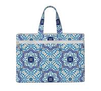 Hnnkloy Azulejos clásicos de estilo portugués marroquí,Bolsa de lona para documentos con cremallera, bolso de mano, maletín para la escuela y la oficina.