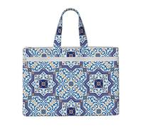 Hnnkloy Azulejos clásicos de estilo portugués marroquí,Bolsa de lona para documentos con cremallera, bolso de mano, maletín para la escuela y la oficina.