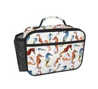 Hnnkloy Ballet de caballitos de mar Animales blancos Náutico,Bolsa de almuerzo portátil, fiambrera resistente, bolsa isotérmica reutilizable