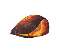 Hnnkloy Balón de Baloncesto en Llamas y Agua, Gorra Plana para Hombre, Gorra de repartidor de periódicos para Hombre, Boina Ajustable para Conducir