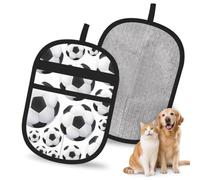 Hnnkloy Balón de fútbol Blanco y Negro, Paquete de 2 Guantes para Eliminar el Pelo de Mascotas, Guantes de Aseo antiestáticos para Perros y Gatos.