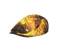 Hnnkloy Balón de fútbol en Llamas ardientes, Gorra Plana para Hombre, Gorra de repartidor de periódicos para Hombre, Boina Ajustable para Conducir