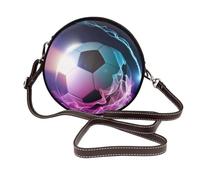 Hnnkloy Balón de fútbol Fire impreso,Bolso de hombro de piel sintética, bolso cruzado redondo - Bolso circular para mujer