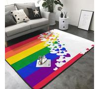 Hnnkloy Bandera arcoíris Orgullo Gay Lesbiana LGBT, Alfombra Grande Antideslizante para Sala de Estar o Dormitorio, 208 x 148 cm.