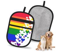 Hnnkloy Bandera arcoíris Orgullo Gay Lesbiana LGBT, Paquete de 2 Guantes para Eliminar el Pelo de Mascotas, Guantes de Aseo antiestáticos para Perros y Gatos.