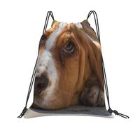 Hnnkloy Basset Hound,Mochila con cordón unisex, bolsa deportiva para gimnasio, mochila informal para el día a día.