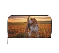 Hnnkloy Beagle Césped Perros En Un Paseo Mascotas Perros Atardecer,Carteras de Cuero PU de Gran Capacidad para Hombres y Mujeres.
