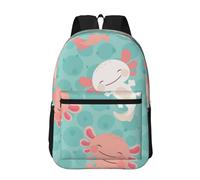 Hnnkloy Bebé ajolote lindo kawaii,Mochila informal de 17 pulgadas con bolsillos, resistente al agua, para la escuela.