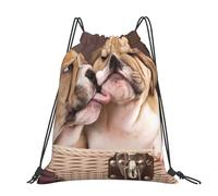 Hnnkloy Besar cachorros de bulldog inglés,Mochila con cordón unisex, bolsa deportiva para gimnasio, mochila informal para el día a día.