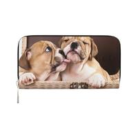 Hnnkloy Beso de Cachorros de Bulldog inglés,Carteras de Cuero PU de Gran Capacidad para Hombres y Mujeres.