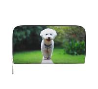 Hnnkloy Bichón Frisé Bokeh Mascotas Perros Parque Perros Blancos,Carteras de Cuero PU de Gran Capacidad para Hombres y Mujeres.