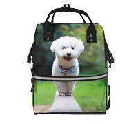 Hnnkloy Bichón Frisé Bokeh Mascotas Perros Parque Perros Blancos.Mochila de maternidad de gran capacidad, bolso cambiador, mochila de viaje para actividades al aire libre.