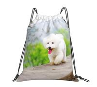 Hnnkloy Bichon Frise Park Mascotas Perros Bichon Frise,Mochila con cordón unisex, bolsa deportiva para gimnasio, mochila informal para el día a día.