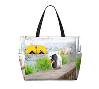 Hnnkloy Bichón Frisé Parque Mascotas Perros Bichón Frisé Perros,Bolso de playa de gran capacidad, bolso de hombro de viaje para mujer, bolso de mano impermeable.