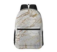 Hnnkloy Blanco Gris Plata Perlado Dorado Mármol Pintado,Mochila informal de 17 pulgadas con bolsillos, resistente al agua, para la escuela.