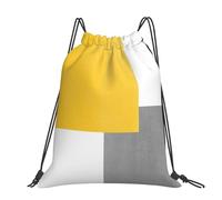 Hnnkloy Bloque geométrico amarillo gris blanco,Mochila con cordón unisex, bolsa deportiva para gimnasio, mochila informal para el día a día.