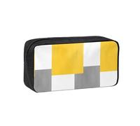 Hnnkloy Bloque geométrico Amarillo, Gris y Blanco,Estuche de lápices de Gran Capacidad, portátil, para bolígrafos, Bolsa de papelería para la Escuela y la Oficina.