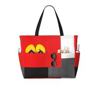 Hnnkloy Bloque geométrico rojo, gris, negro y blanco,Bolso de playa de gran capacidad, bolso de hombro de viaje para mujer, bolso de mano impermeable.