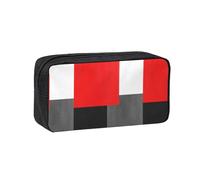 Hnnkloy Bloque geométrico Rojo, Gris, Negro y Blanco,Estuche de lápices de Gran Capacidad, portátil, para bolígrafos, Bolsa de papelería para la Escuela y la Oficina.