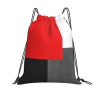 Hnnkloy Bloque geométrico rojo, gris, negro y blanco,Mochila con cordón unisex, bolsa deportiva para gimnasio, mochila informal para el día a día.