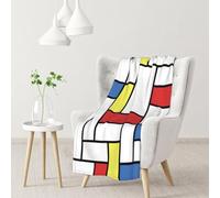 Hnnkloy Bloques Mondrian,Manta Suave para sofá Cama, cálida, antipilling, de Franela Afelpada, 76 x 102 cm.