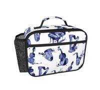 Hnnkloy Blues Saxofón Piano Violonchelo Bajo,Bolsa de almuerzo portátil, fiambrera resistente, bolsa isotérmica reutilizable