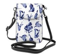 Hnnkloy Blues Saxofón Piano Violonchelo Bajo,Bolsos para celular para mujer, bolsos pequeños cruzados - Cartera para celular de cuero sintético con ranuras para tarjetas de crédito