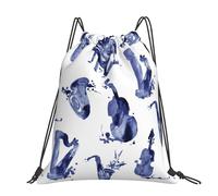 Hnnkloy Blues Saxofón Piano Violonchelo Bajo,Mochila con cordón unisex, bolsa deportiva para gimnasio, mochila informal para el día a día.