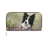 Hnnkloy Border Collie Césped Negro Border Collie Mascotas,Carteras de Cuero PU de Gran Capacidad para Hombres y Mujeres.