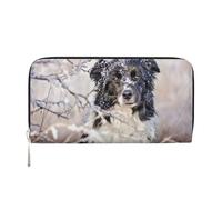 Hnnkloy Border Collie Invierno Blanco Nieve Perros Negros,Carteras de Cuero PU de Gran Capacidad para Hombres y Mujeres.