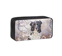 Hnnkloy Border Collie Invierno Blanco Nieve Perros Negros,Estuche de lápices de Gran Capacidad, portátil, para bolígrafos, Bolsa de papelería para la Escuela y la Oficina.