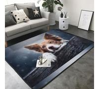 Hnnkloy Border Collie marrón Bokeh Dios con Ojos Amarillos, Alfombra Grande Antideslizante para Sala de Estar o Dormitorio, 208 x 148 cm.
