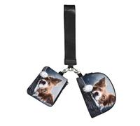 Hnnkloy Border Collie marrón Bokeh Dios con ojos amarillos,Bolso de muñeca para deportes al aire libre, monedero portátil, cartera de muñeca con llavero desmontable