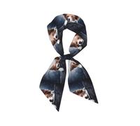 Hnnkloy Border Collie marrón Bokeh Dios con ojos amarillos, Bufanda de seda sintética para mujer, bufandas de moda para el cuello, diadema versátil