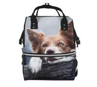 Hnnkloy Border Collie marrón Bokeh Dios con ojos amarillos.Mochila de maternidad de gran capacidad, bolso cambiador, mochila de viaje para actividades al aire libre.