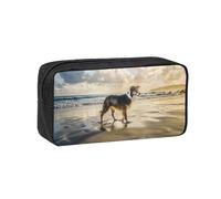Hnnkloy Border Collie Perro del Cielo Marino,Estuche de lápices de Gran Capacidad, portátil, para bolígrafos, Bolsa de papelería para la Escuela y la Oficina.
