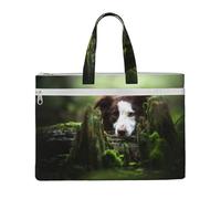 Hnnkloy Border Collie Stone Sweet Brown Perros Mascotas,Bolsa de lona para documentos con cremallera, bolso de mano, maletín para la escuela y la oficina.