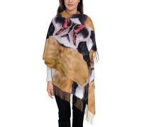 Hnnkloy Boston Terrier Bokeh Perros Mascotas Boston Terrier,Bufanda grande de cachemira sintética para mujer, chal ligero con borlas, 197 x 72 cm