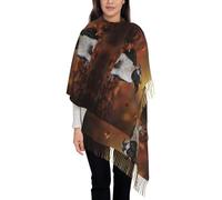 Hnnkloy Boston Terrier Otoño Bokeh Perros Perros,Bufanda grande de cachemira sintética para mujer, chal ligero con borlas, 197 x 72 cm