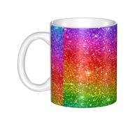 Hnnkloy Brillo deslumbrante con colores arcoíris,Taza de cerámica grande para café, ideal para cocina, restaurante, oficina o cafetería, 330 ml.