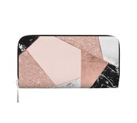 Hnnkloy Brillo Dorado Rosa, mármol Blanco y Negro geométrico,Carteras de Cuero PU de Gran Capacidad para Hombres y Mujeres.