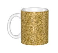 Hnnkloy Brillo dorado sin fisuras,Taza de cerámica grande para café, ideal para cocina, restaurante, oficina o cafetería, 330 ml.