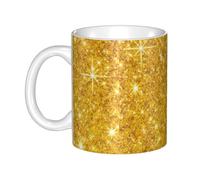 Hnnkloy Brillo dorado,Taza de cerámica grande para café, ideal para cocina, restaurante, oficina o cafetería, 330 ml.